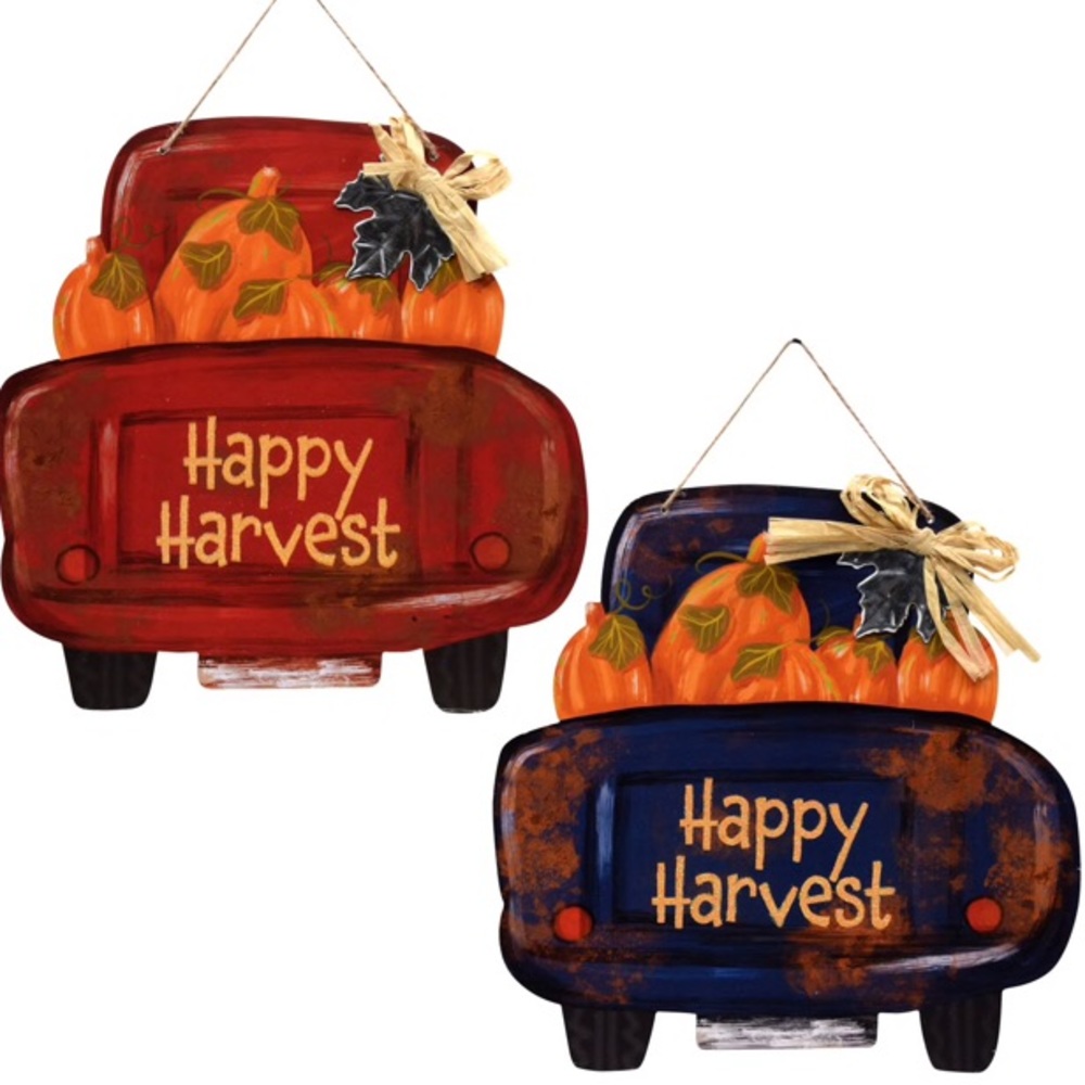 NEW Rustic Fall Autumn Wall Sign decor truck blue Country Pumpkin 12” Farm House - Picture 3 of 3